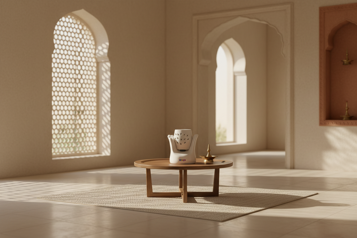 White ceramic diffuser with a textured design on a white background, featuring the brand 'Waxys'.